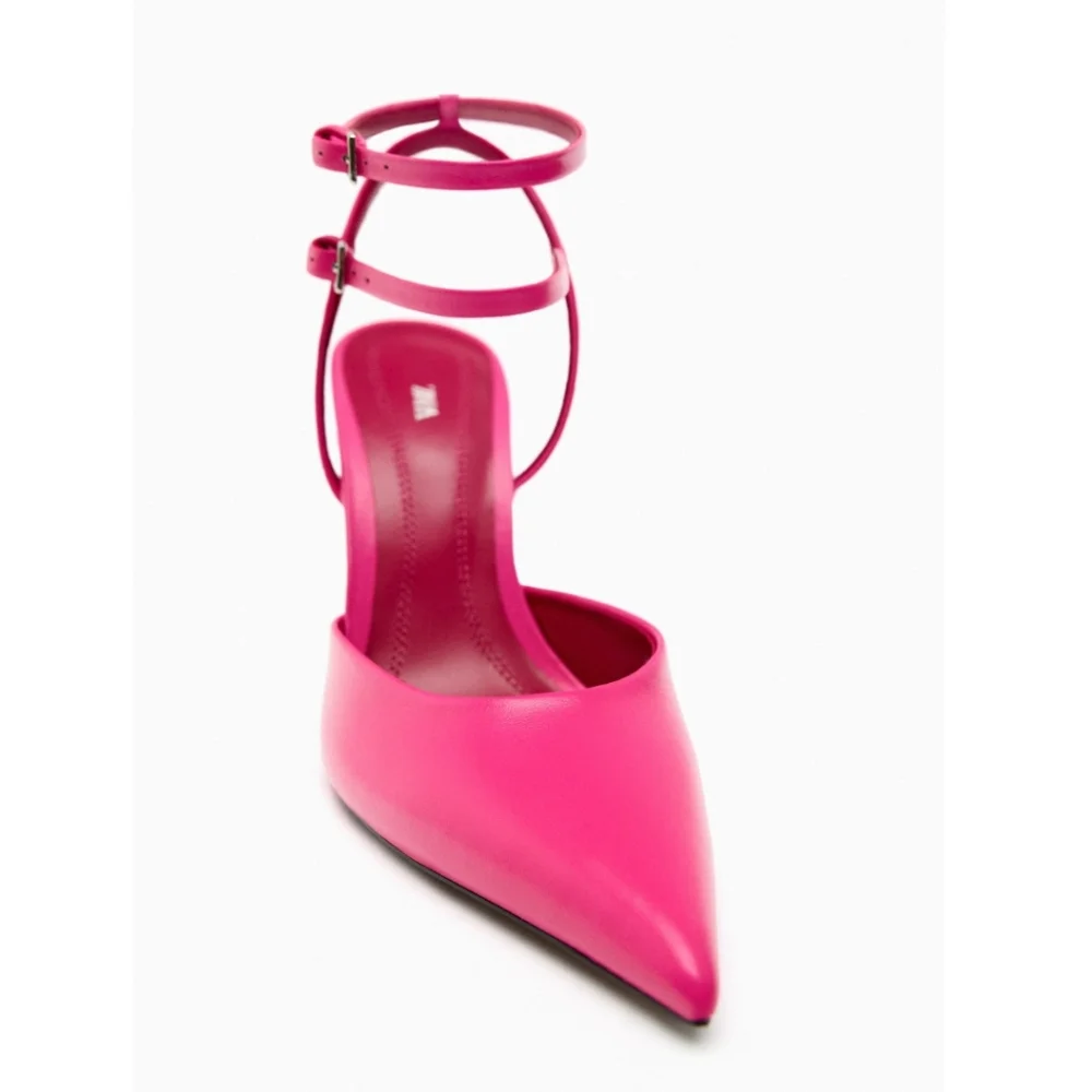 HEELED LEATHER SLINGBACKS SIZE 8 - Picture 3 of 10